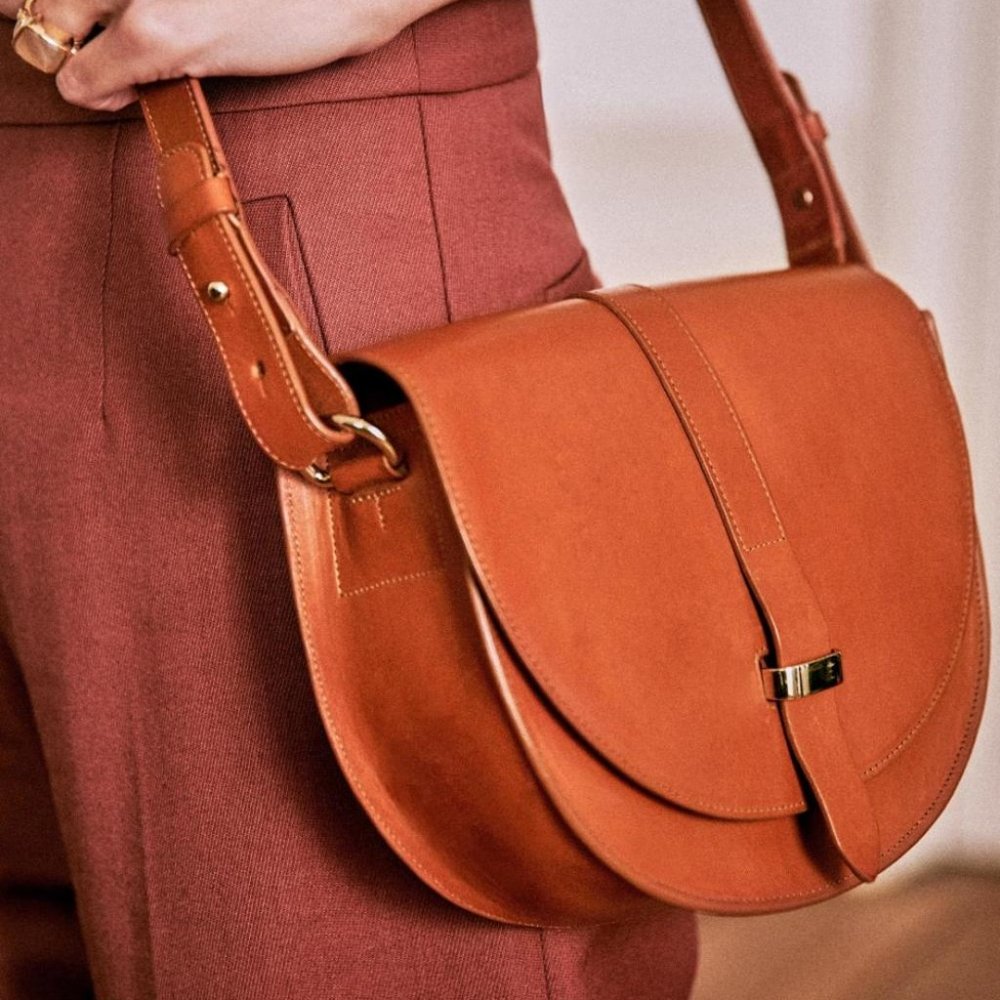 Sezane Claude bag in Smooth Heritage Camel